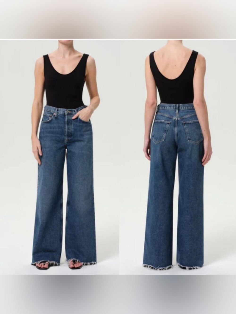 Agolde DAME Wide Leg Jeans Size 28 High Rise Button Fly Control Wash Sustainable